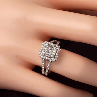 0,55 Karat Baget Pırlanta Yüzük - 14K - 3.1g - EZ Gold