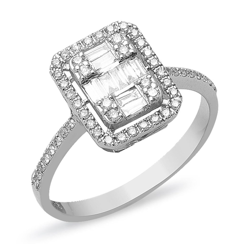 0,44 Carat Diamant Baguette Bague