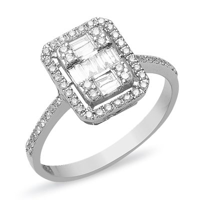 0,44 Carat Diamant Baguette Bague