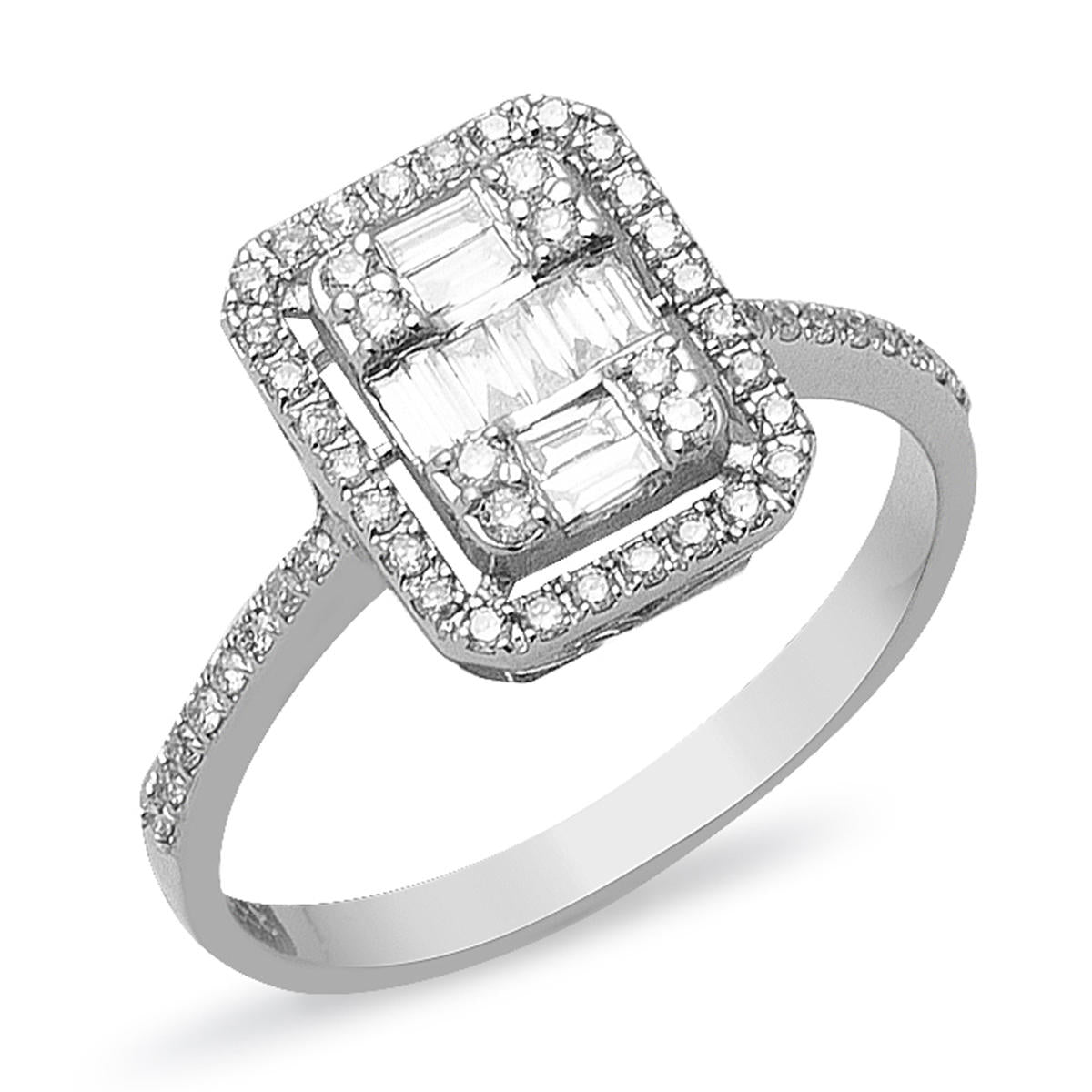 0,44 Carat Diamant Baguette Bague