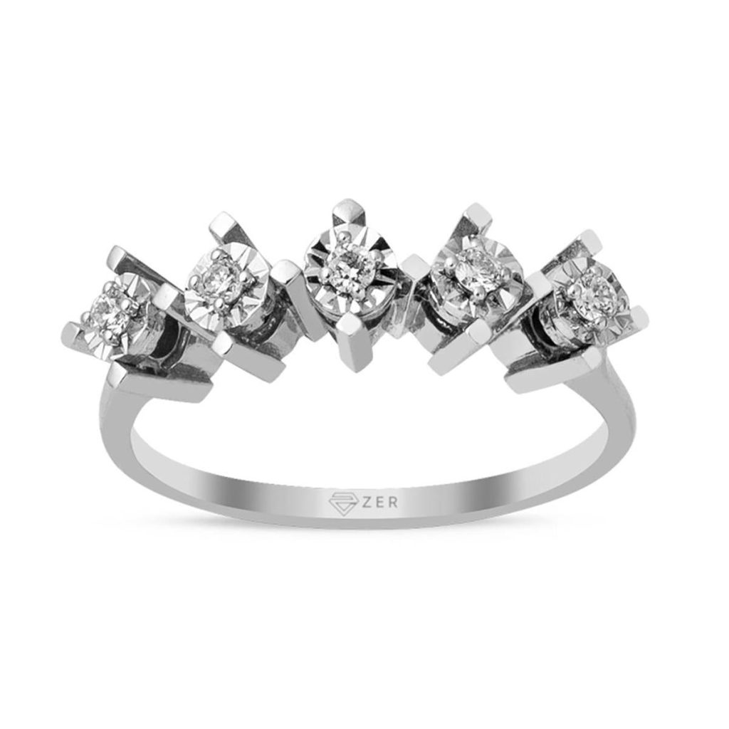 0,10 Carat Cinq Pierres Diamant Bague