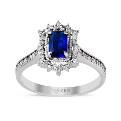 0,60 ct. - Safir ,0,40 ct. Diamondlı 1 Karat Ring