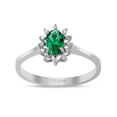 0,50 ct. Zümrüt 0,08 ct, Diamond Ring