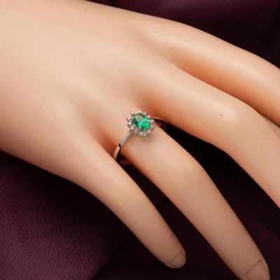 0,50 ct. Zümrüt 0,08 ct, Diamond Ring - 14K - 2.07g - EZ Gold