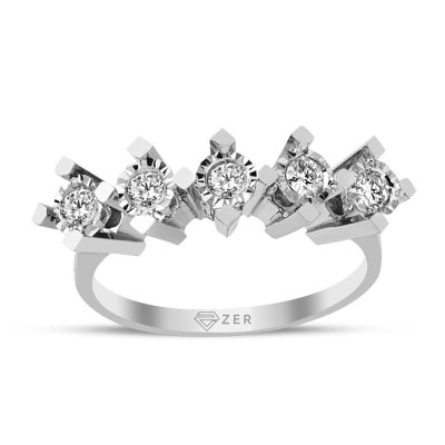 0,30 Karat 5 Taş Diamond Gold Ring
