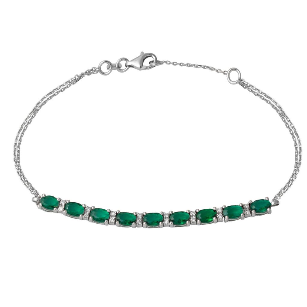 Emerald Green with Stones Diamond Bracelet