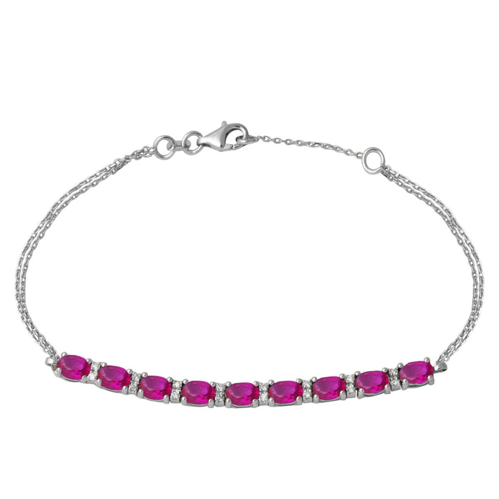 Drop Ruby with Stones Diamond Bracelet