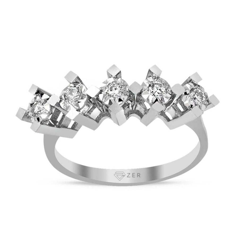 5 Pierre 0,15 Carat Diamant Bague