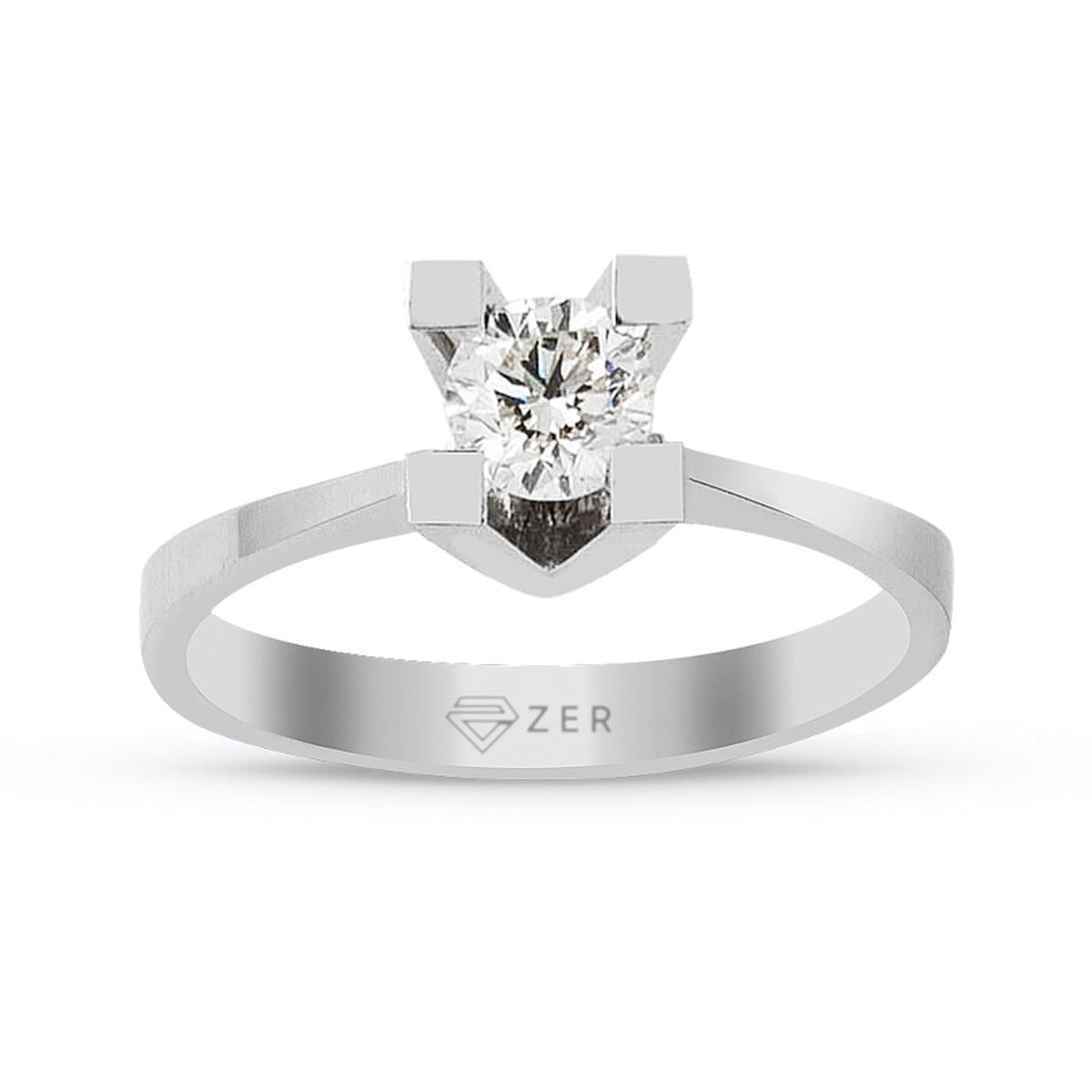 Square Setting 0,34 Carat Diamond Solitaire Ring