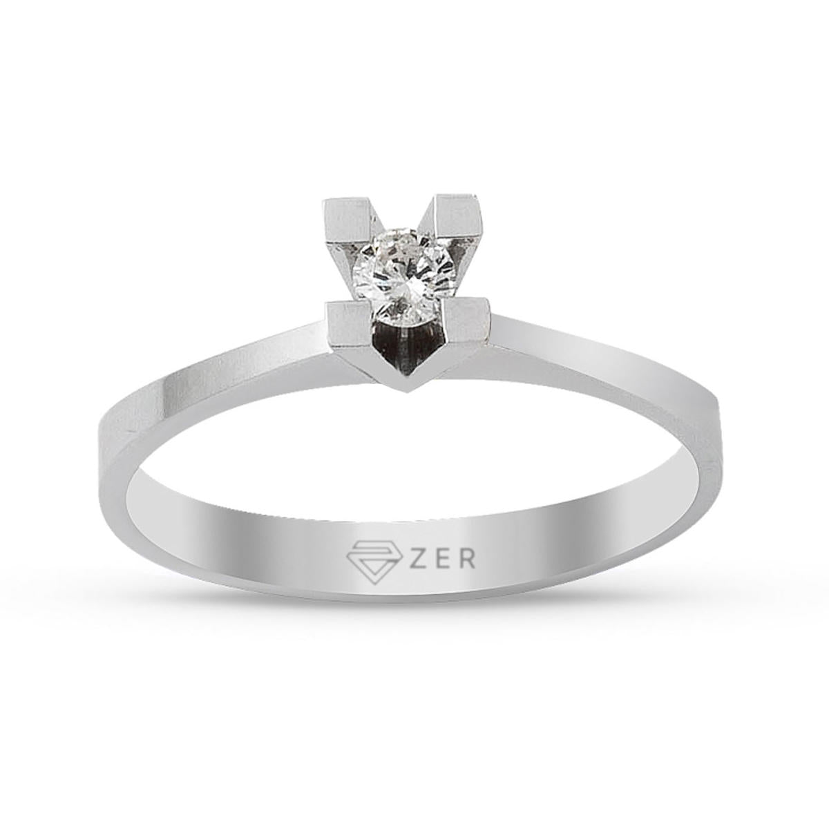 0,10 Carat Square Setting Solitaire Diamond Ring