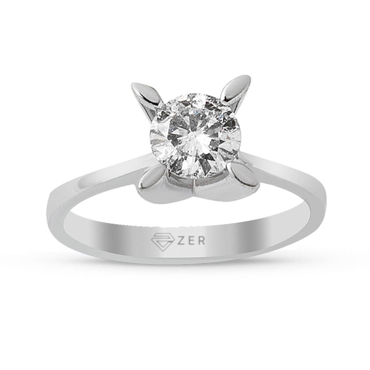 0,39 Carat G Color Almond Setting Solitaire Diamond Ring