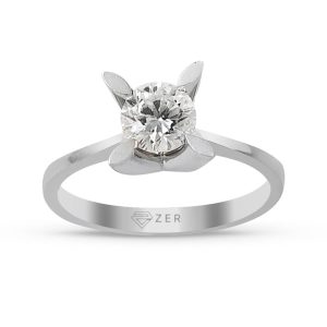 H Color 0,25 Carat Almond Setting Solitaire Diamond Ring