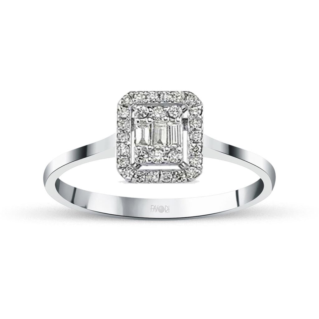 0,13 Carat Baguette Diamant Bague