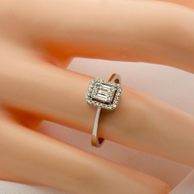 0,13 Karat Baget Pırlanta Yüzük - 14K - 2.05g - EZ Gold