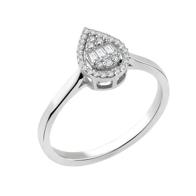 0,24 Carat Drop Baguette Diamond Ring