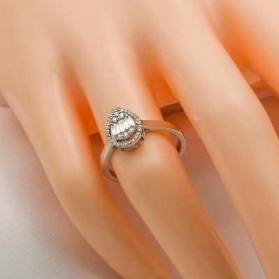 0,24 Karat Damla Baget Pırlanta Yüzük - 14K - 2.9g - EZ Gold
